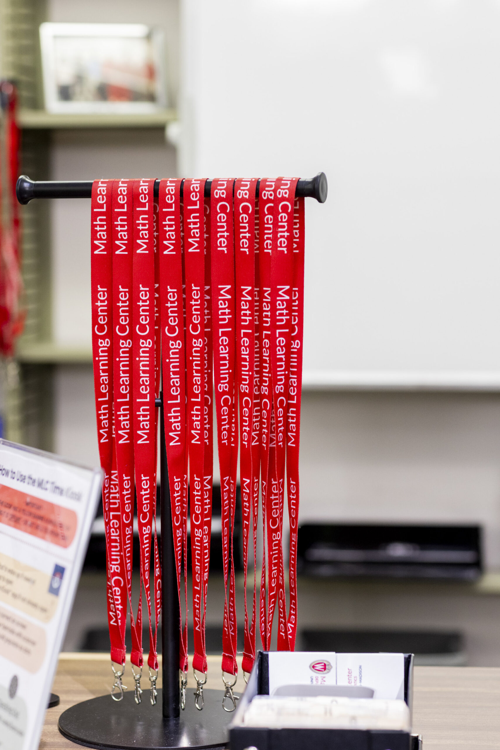 A row of red MLC lanyards.